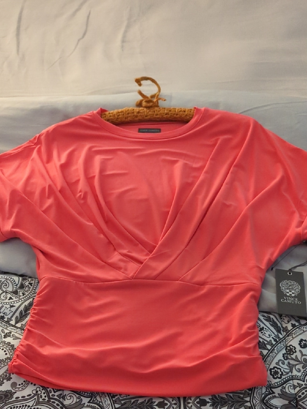 Vince Camuto Coral Short-Sleeve Wrap V-Neck Blouse
